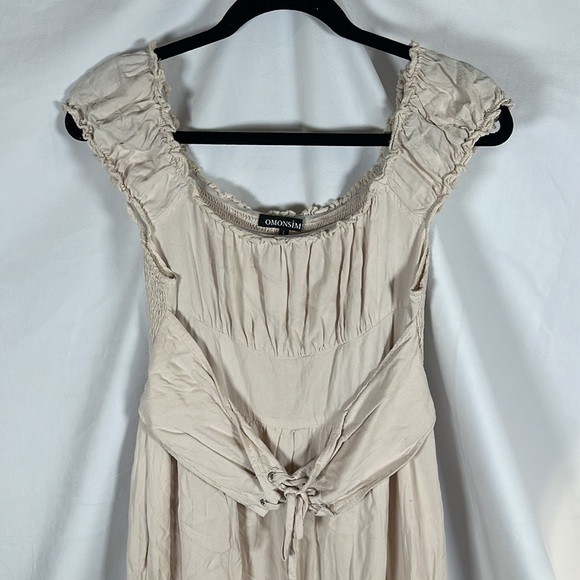 Multicolored Ruched Tie Front Sundress with Puff Cap Sleeves - Picture 2 of 7